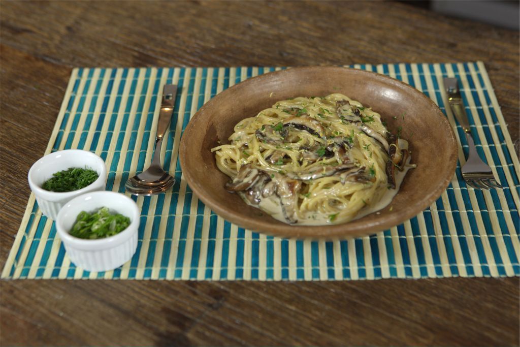 Spaghettini com Creme de Cogumelos
